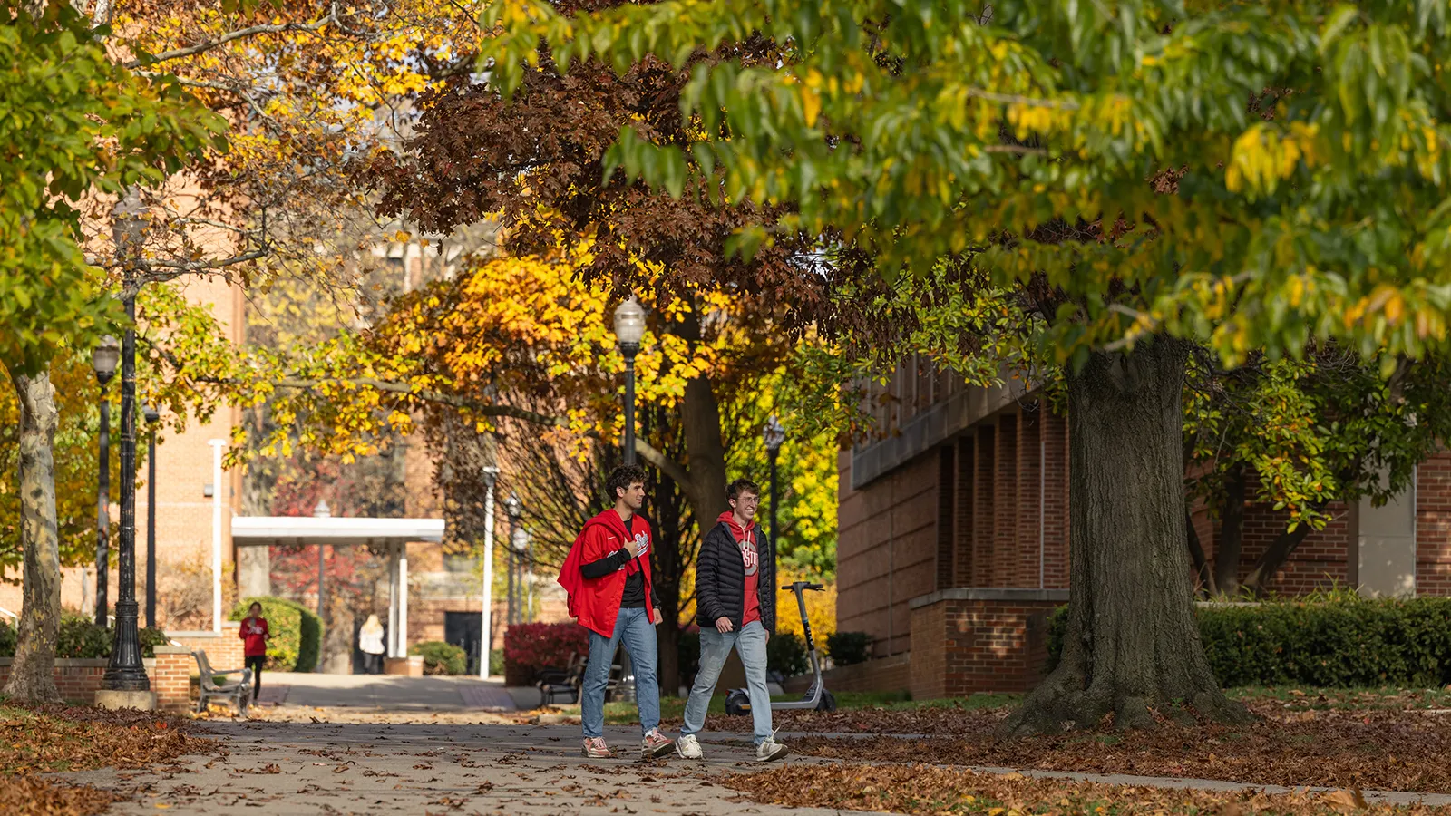 Students walking on the Ohio State campus in Fall