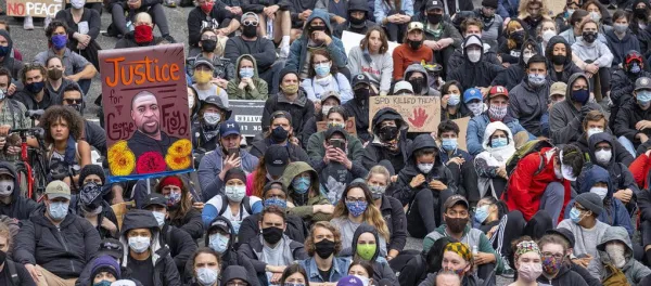 a crowd of protestors