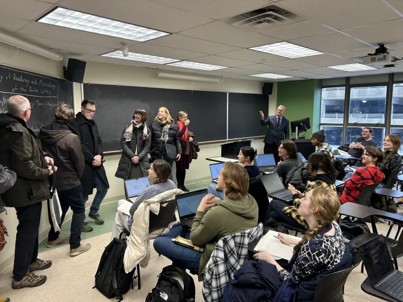 history faculty and students in Bert Harrill's class