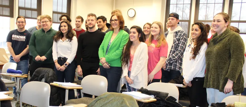 Professor Dragostinova with her students