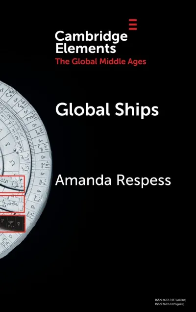 Global Ships book cover with white text on a black background with a portion of an astronomical calendar