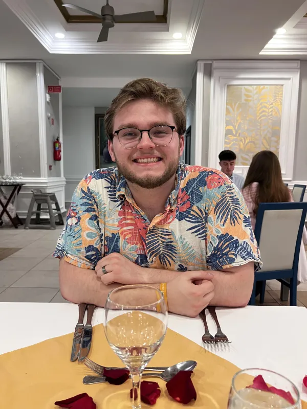 Portrait photo of Gabe smiling